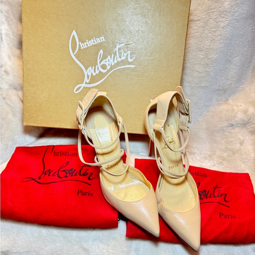 Christian Louboutin Nude Heels with Ankle Strap